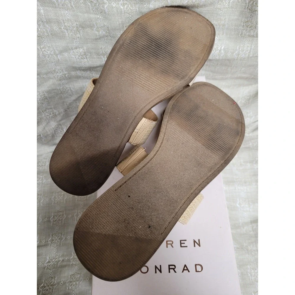 LC Lauren Conrad Sunstone Womens 2 Strap Comfy Slide Sandals Memory Foam Size 8